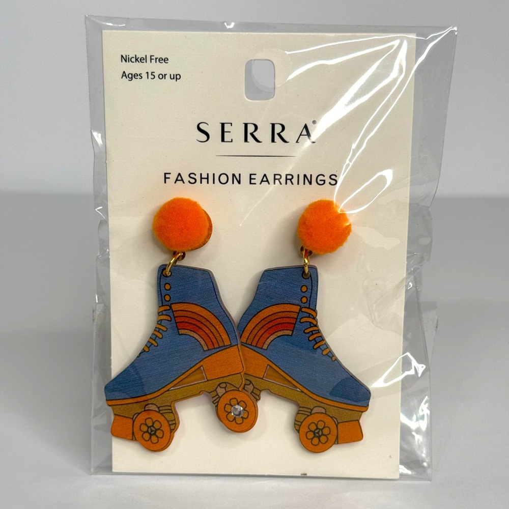 Serra Roller Skate Earrings - Blue and Orange